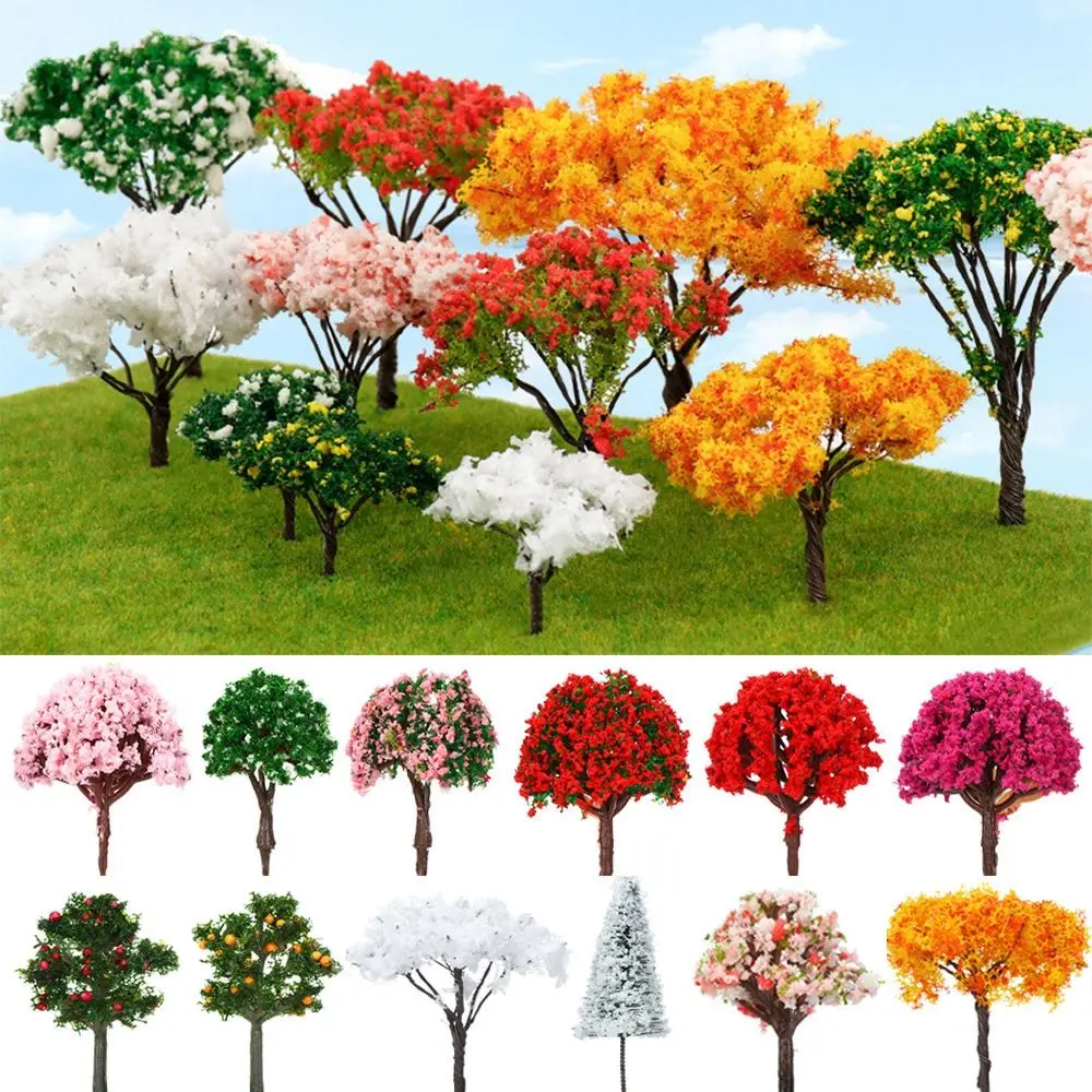 5vnt Miniatiūriniai Gėlių Medžio Multistyles Dekoracijos, Dirbtiniai Medžiai Modelio Traukinių Geležinkelio Apdaila Statybos Kraštovaizdžio Priedai Nuotrauka 0