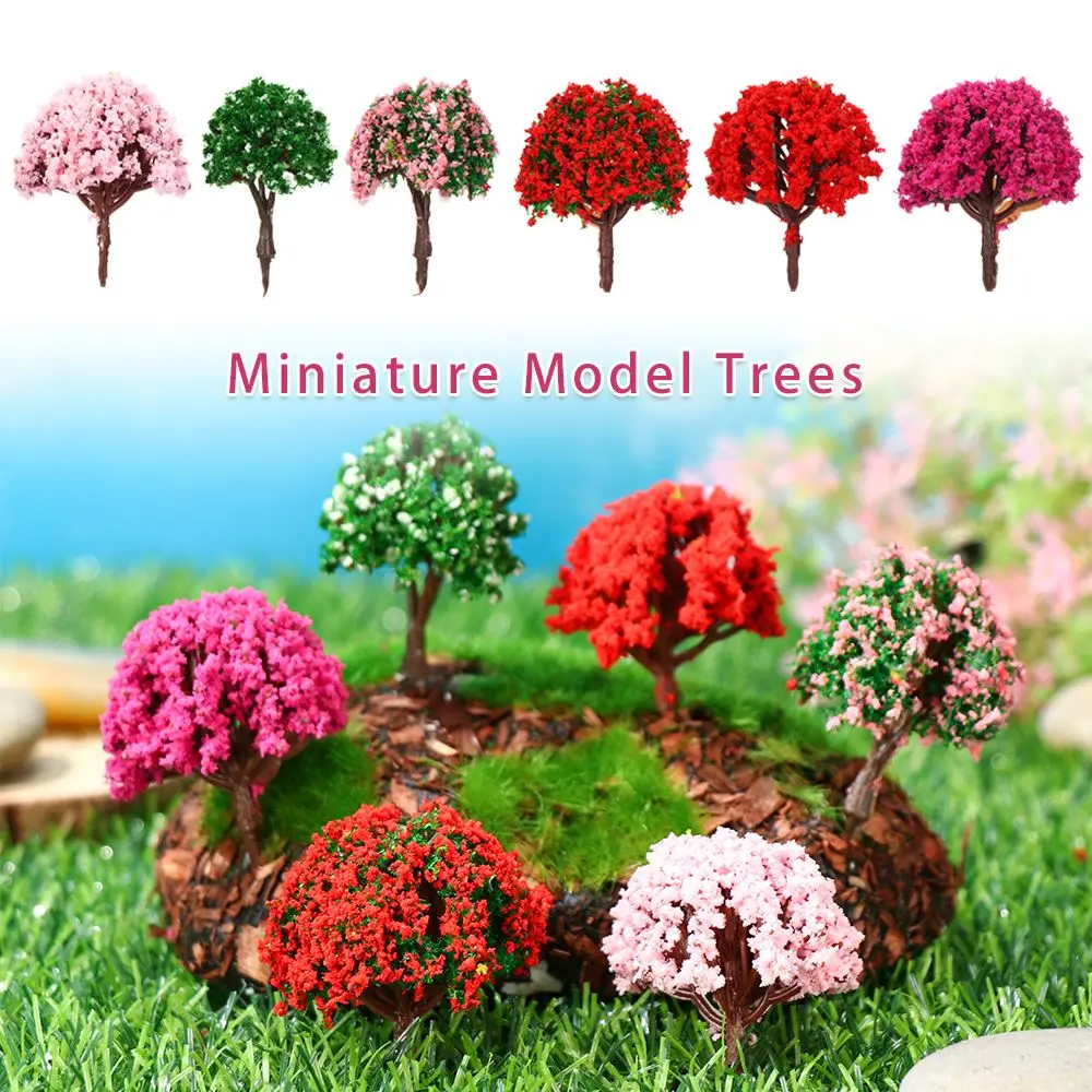 5vnt Miniatiūriniai Gėlių Medžio Multistyles Dekoracijos, Dirbtiniai Medžiai Modelio Traukinių Geležinkelio Apdaila Statybos Kraštovaizdžio Priedai Nuotrauka 1