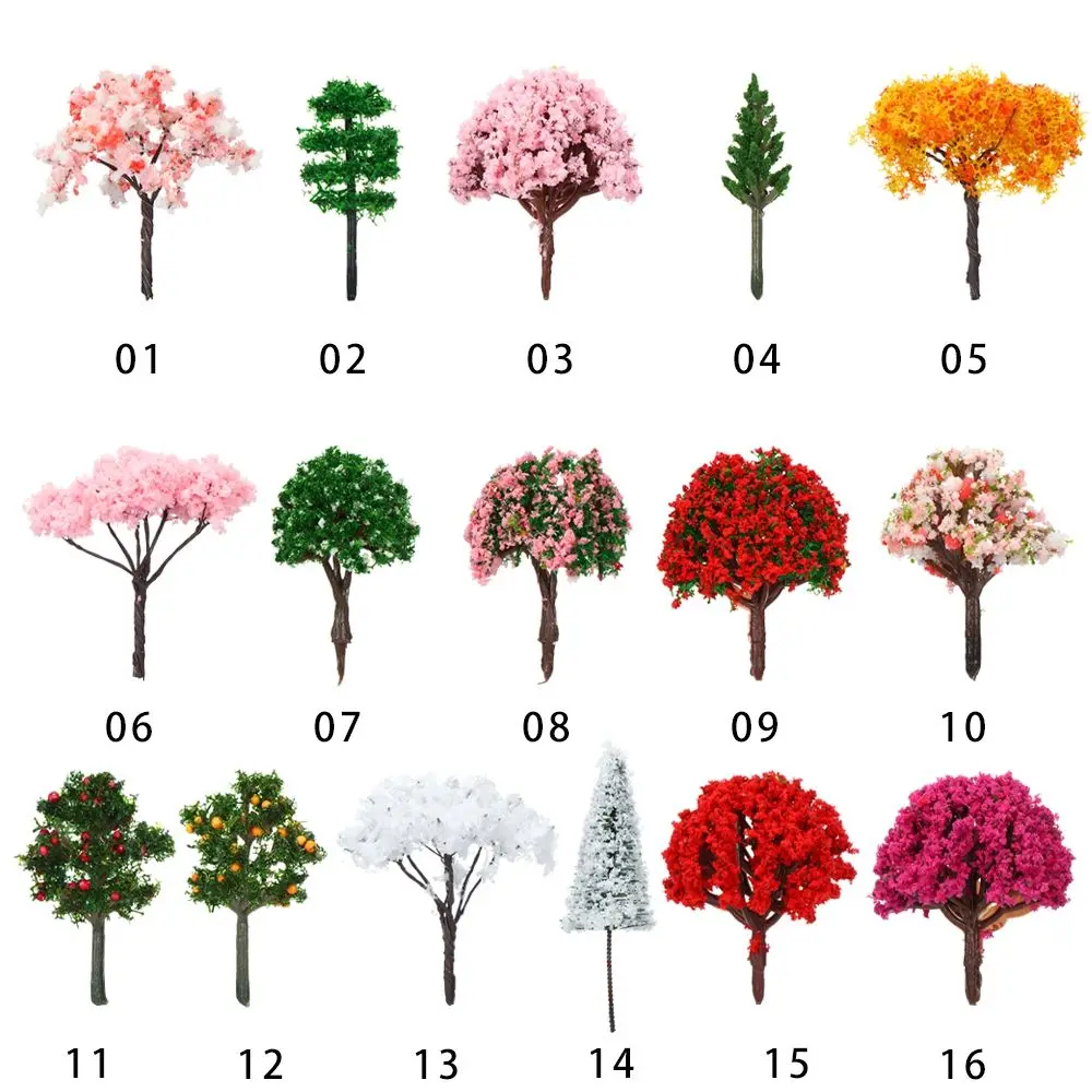 5vnt Miniatiūriniai Gėlių Medžio Multistyles Dekoracijos, Dirbtiniai Medžiai Modelio Traukinių Geležinkelio Apdaila Statybos Kraštovaizdžio Priedai Nuotrauka 4