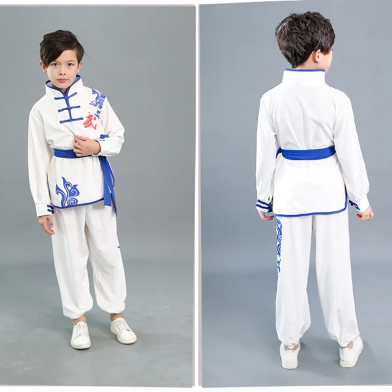 Tradicinės Kinijos Wushu Kostiumas Berniukams, Mergaitėms Vaikas Tai Chi KungFu Uniformas Trumpas ilgomis Rankovėmis Kostiumai Kovos Menų apranga Nuotrauka 3