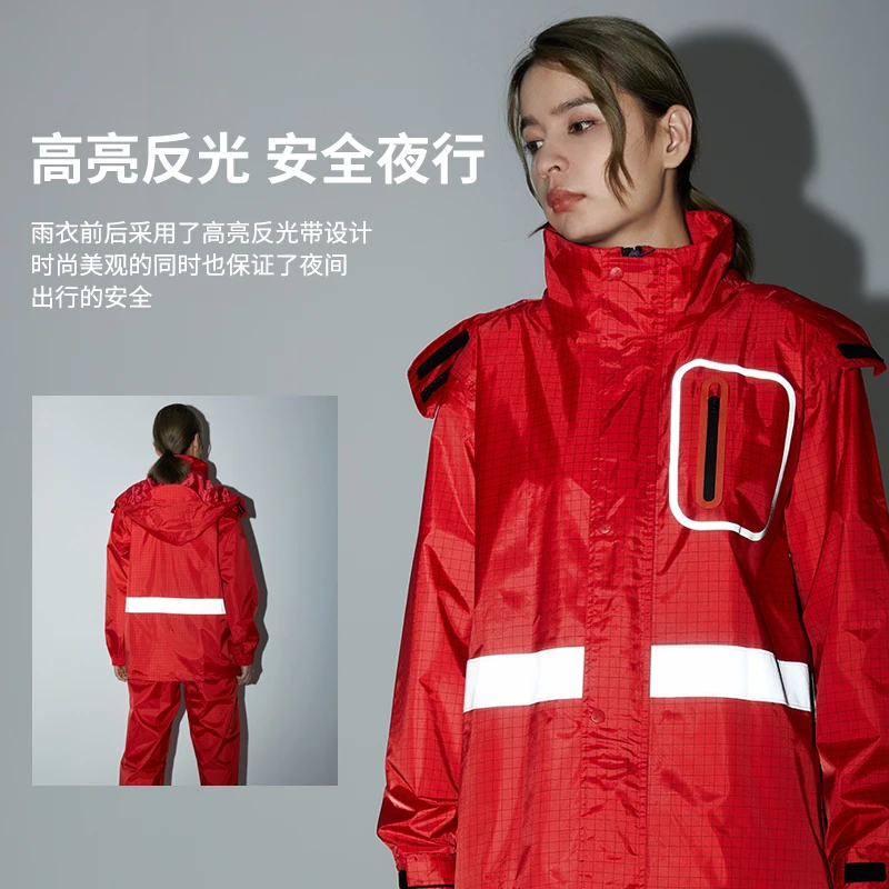 Čin Feiman tai, antistatiniai drabužiai, darbo drabužiai, lietpalčiai, dilimui šviesą atspindinčios juostelės vyrų riaušių lietaus w Nuotrauka 4
