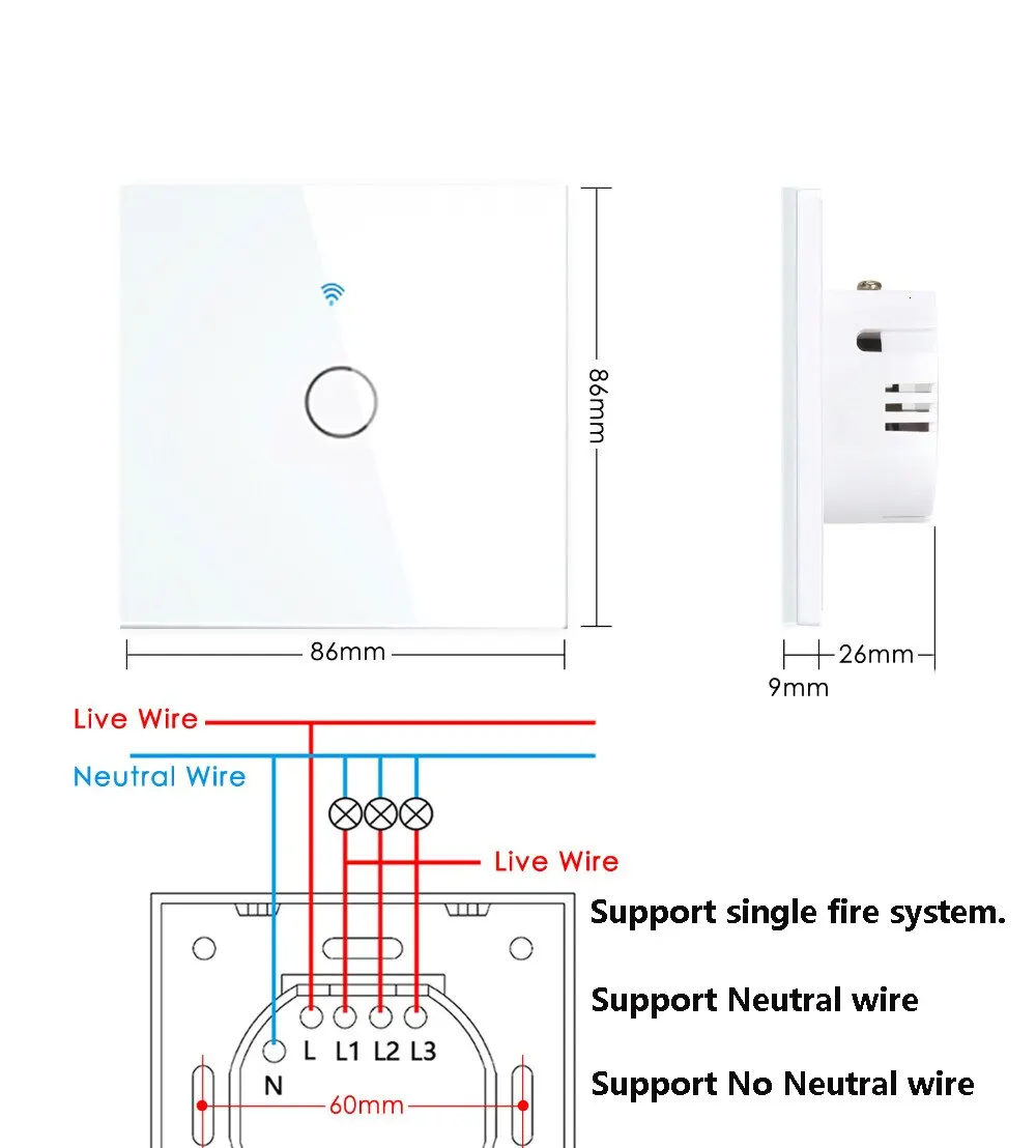 Tuya Wifi Smart Wall Šviesos Jungiklis 1/2/3 Gauja ES Jutiklinį Jungiklį Rf433 Belaidžio Nuotolinio Valdymo Alexa 