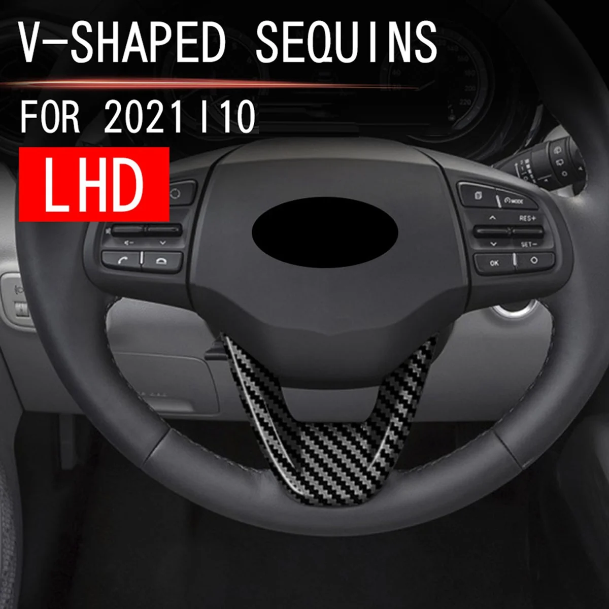 Automobilio Anglies Pluošto V Stiliaus Vairas Skydelio Dangtelį Apdaila Apdailos Rėmo Lipdukas 2022 m. Hyundai I10 Nuotrauka 2