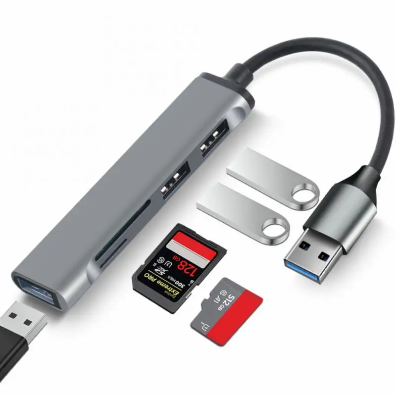 1~10VNT Port USB 3.0 Kortelių Skaitytuvas HUB USB C c tipo Skirstytuvo Mini 2 in 1 Cardreader SD TF Windows Vist Nuotrauka 1