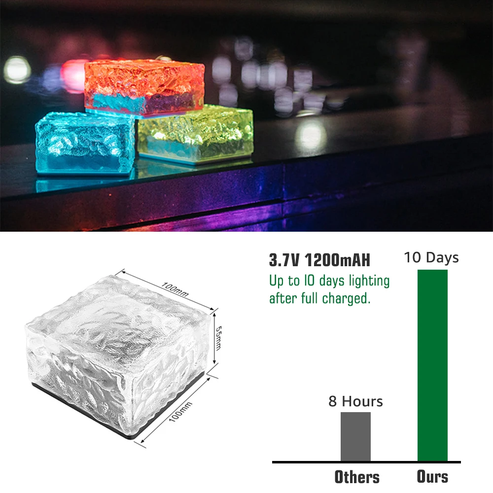 LED spalva Keičiasi Saulės Sodas, Šviesos, Lauko Vandeniui Plytų Ice Cube Žemės Lempos Sodo Kieme Kelias Apdaila Nuotrauka 1