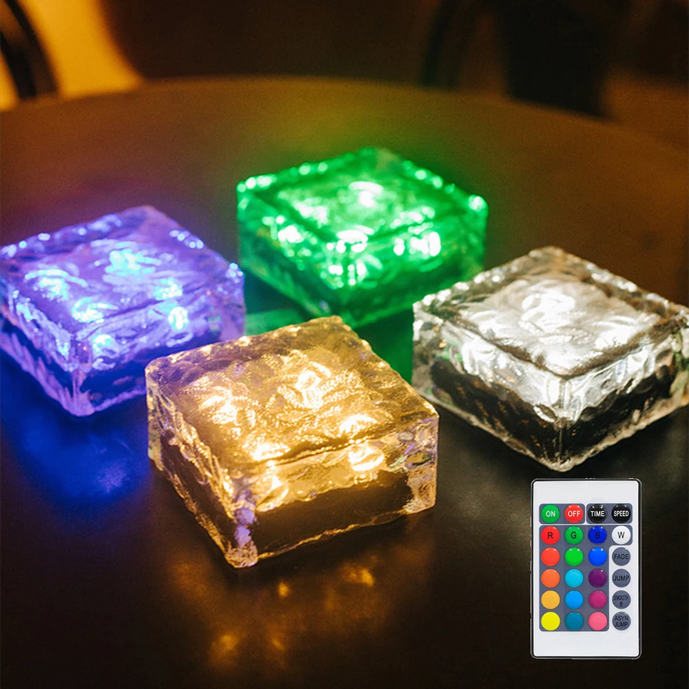 LED spalva Keičiasi Saulės Sodas, Šviesos, Lauko Vandeniui Plytų Ice Cube Žemės Lempos Sodo Kieme Kelias Apdaila Nuotrauka 4