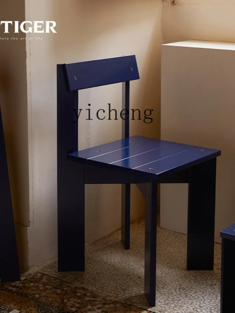 ZK Valgomojo Kėdė Medžio masyvo Namų Klein Mėlynos spalvos Valgomojo Kėdės su Atlošais Armless Sėdynės Studijų Kėdė Nuotrauka 1