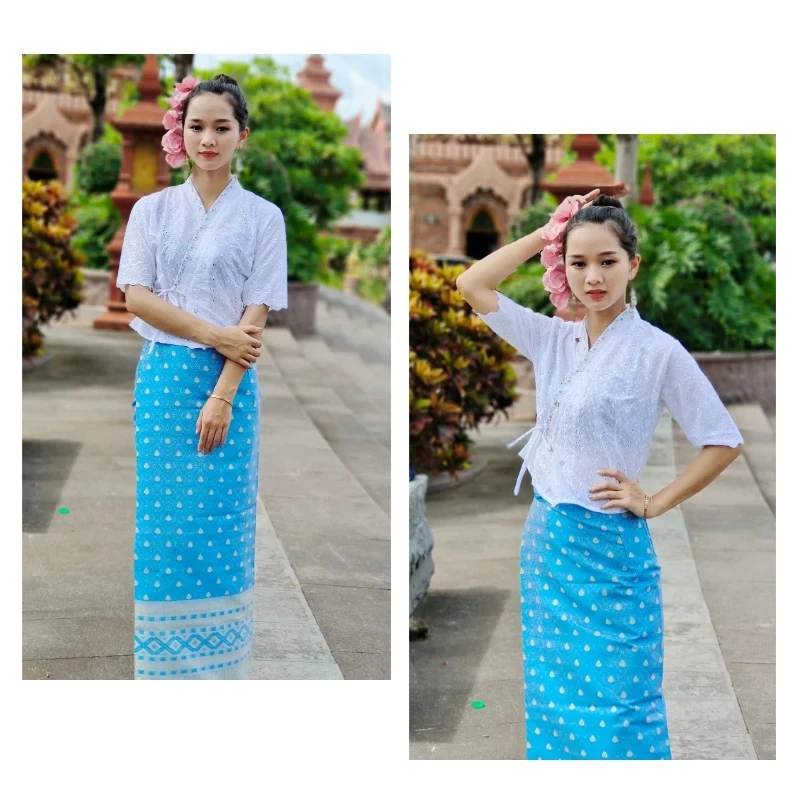 Moterų Tailando Tradicinis Ilgas Sijonas Pietryčių Azijos Tailandas Stiliaus Dai Festivalis Kostiumas Fotografija Veiklos Kelionės Tailando Suknelė Nuotrauka 3