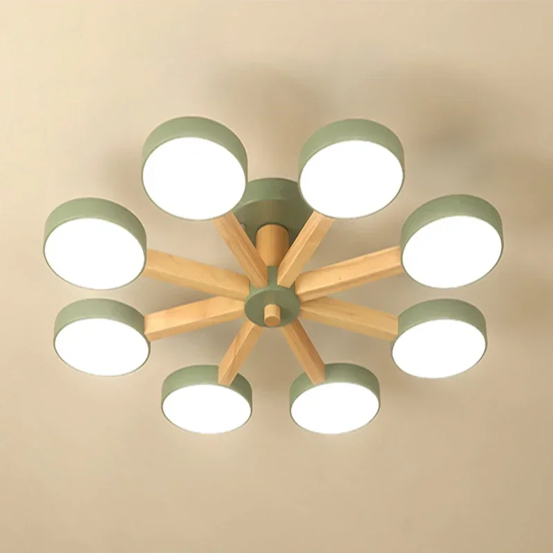 Mediniai LED Šviestuvo Su Metalo Umbra Sumontuoti Šviestuvai Už Kambarį Balta Lempa, Lubų Blizgesio Miegamajame Kabo Šviesa Nuotrauka 1