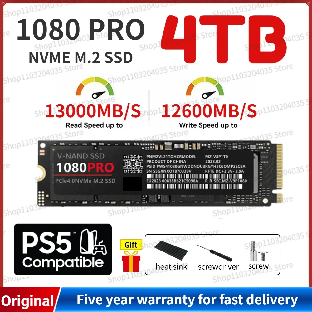 4TB 1080PRO 2TB 1 TB Originalus prekių SSD M2 2280 PCIe 4.0 NVME Skaityti 13000MB/S Kietojo Kietajame Diske Žaidimų Konsolės/kompiuterį/PC/PS5 Nuotrauka 0