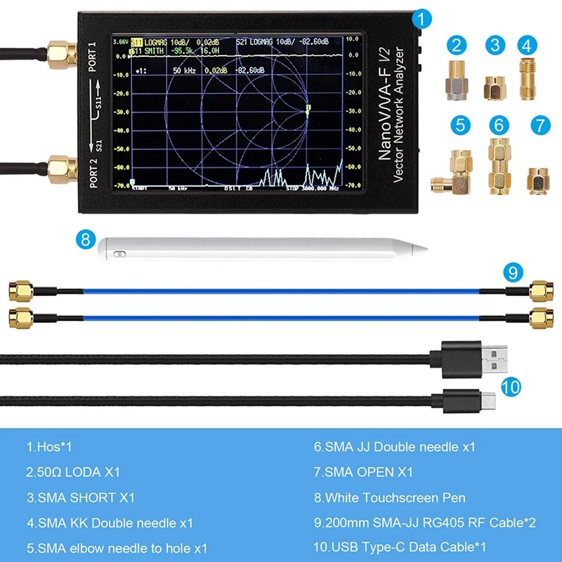 VISĄ Nanovna-F V2 Vektoriaus Tinklo Interneto Analizatorius 50Khz-3Ghz Antenos Analizatorius Tinklo Kabelių Testeris 4.3 Colių Interneto Įrankiai Nuotrauka 1