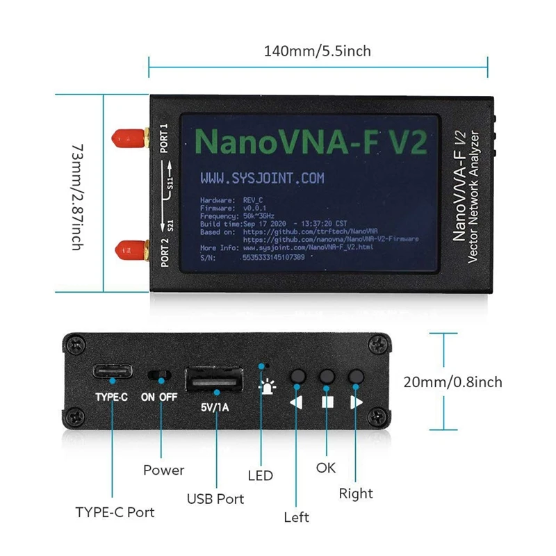 VISĄ Nanovna-F V2 Vektoriaus Tinklo Interneto Analizatorius 50Khz-3Ghz Antenos Analizatorius Tinklo Kabelių Testeris 4.3 Colių Interneto Įrankiai Nuotrauka 5