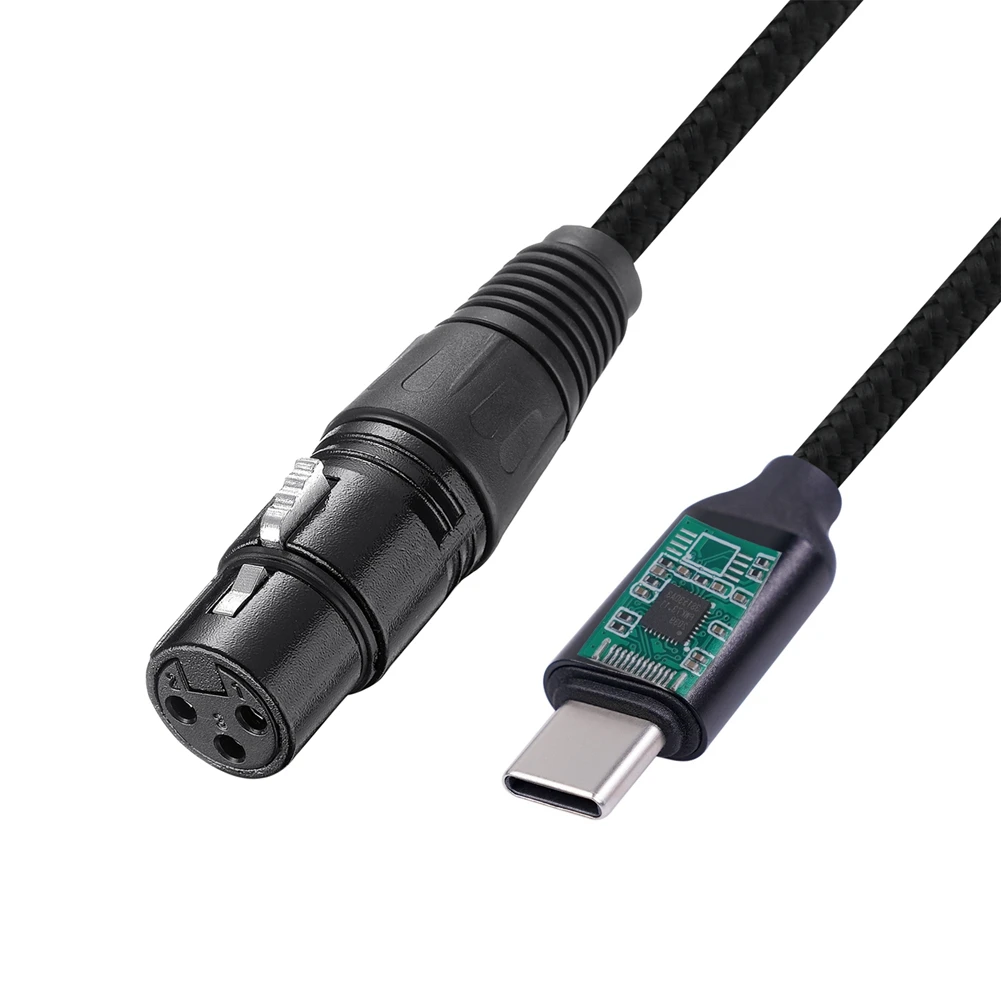 USB C iki XLR Female Kabelio, USB, C Mikrofono Kabelis C Tipo Vyras į XLR Female Mic Nuorodą Studija Audio Laidas (2M/6.6 FT) Nuotrauka 3