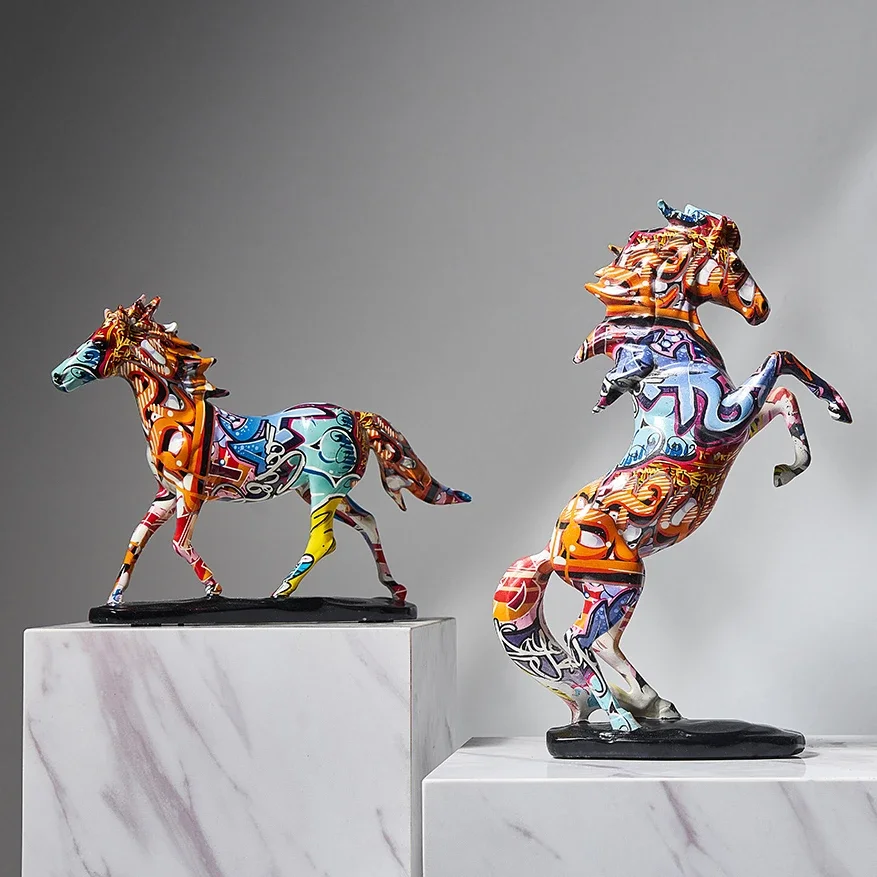 Modernaus stiliaus abstraktus arklio skulptūra, Biuro, dekoratyvinis statula Lentynoje apdailos gabalas stalo figūrėlė feng shui namų dekoro Nuotrauka 0