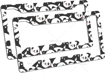 2Pack Automobilių Licenciją Plokštelės Kadrų Mielas Kūdikis Mielas Panda Bear Gyvūnų Aliuminio Automobilių Reikmenys su 4 tvirtinimo taškai ir Varžtai 12x6in