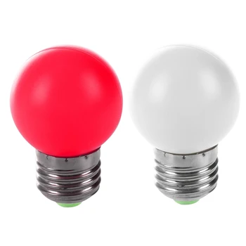 2vnt E27 LED Šviesa Balta Lemputė Plastiko Lemputė 0,5 W Power - White & Red