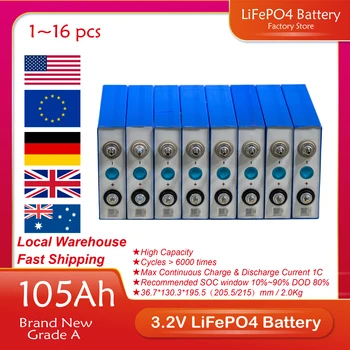 3.2 V 105Ah LiFePO4 Baterija Ličio Geležies Phospha 