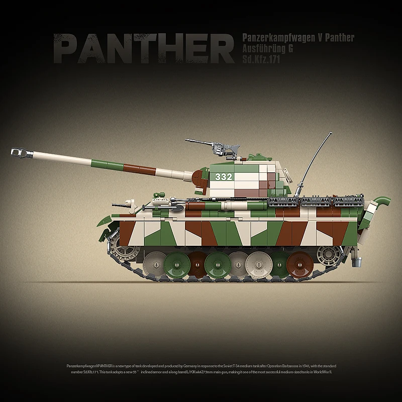 2024 M. Vokietijos Karinės Panzerkampfwagen V Panther G Sd.Kfz.171 WW2 Bakas Modelis Vidutinės Rezervuarų Statyba Blokai Berniukus, Kareivius Žaislų Rinkinys Nuotrauka 1