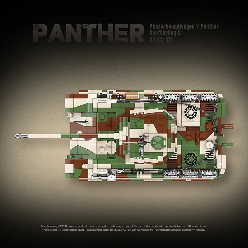 2024 M. Vokietijos Karinės Panzerkampfwagen V Panther G Sd.Kfz.171 WW2 Bakas Modelis Vidutinės Rezervuarų Statyba Blokai Berniukus, Kareivius Žaislų Rinkinys Nuotrauka 2