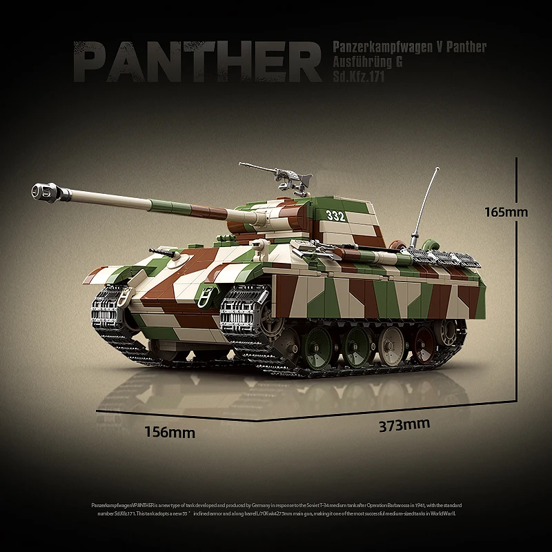 2024 M. Vokietijos Karinės Panzerkampfwagen V Panther G Sd.Kfz.171 WW2 Bakas Modelis Vidutinės Rezervuarų Statyba Blokai Berniukus, Kareivius Žaislų Rinkinys Nuotrauka 3