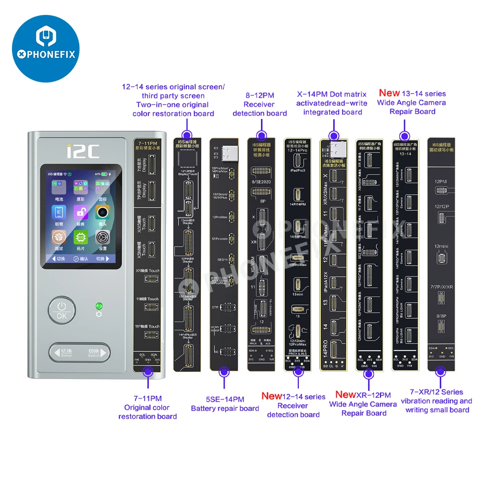 I2C I6S Programuotojas IPhone 6-15 MM Baterija Dot Matrix Originalas Spalvos Ausinės Fotoaparatas Face ID 