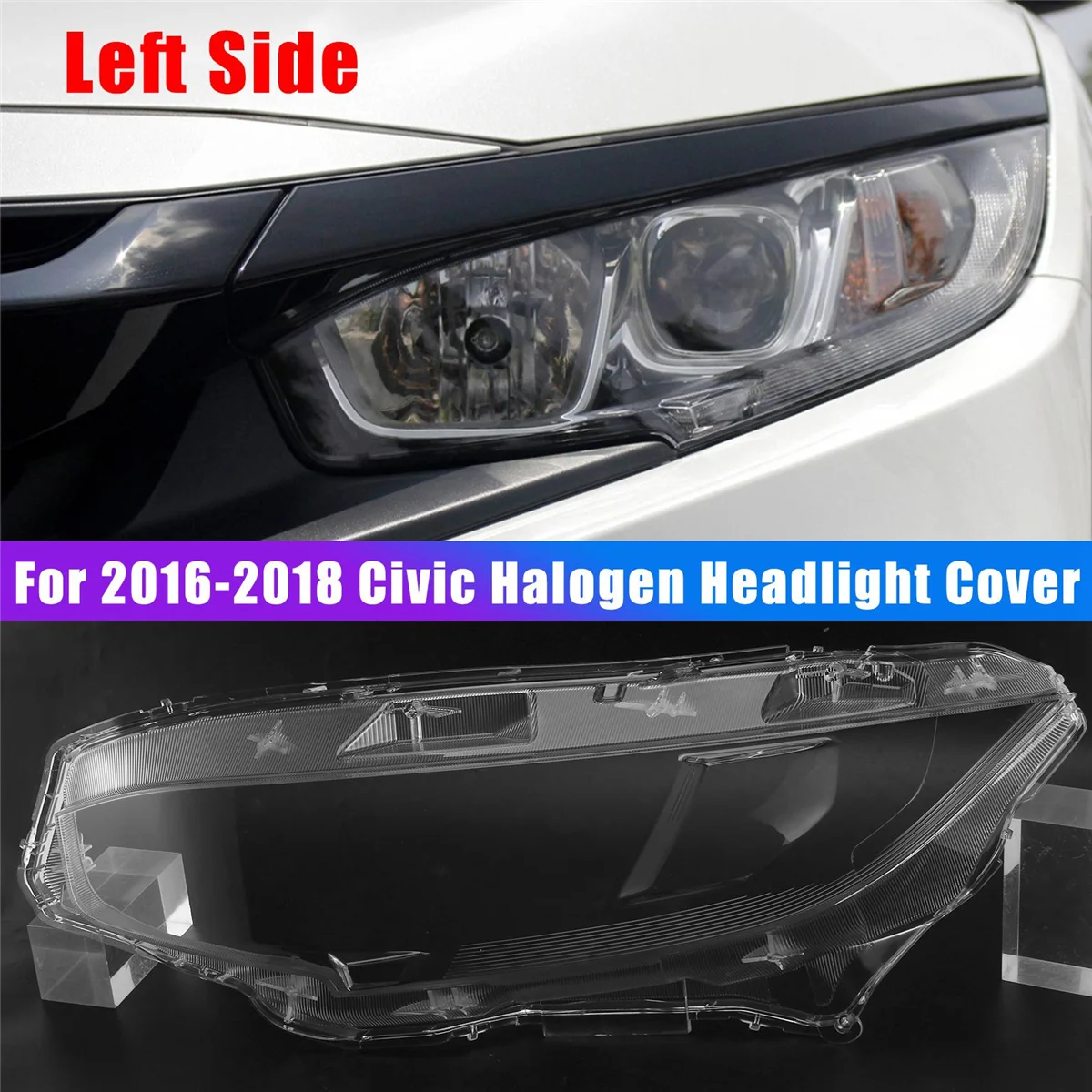 Kairįjį priekinių Žibintų Objektyvo Dangtelis 2016 m. 2017 m. 2018 m. 2019 m. Honda Civic Halogeninis Žibintas Objektyvas Lempos Atspalvis Automatinis Šviesos Padengti Shell Nuotrauka 1