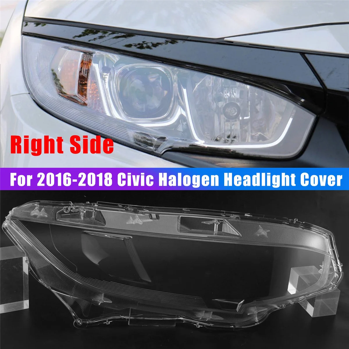 Kairįjį priekinių Žibintų Objektyvo Dangtelis 2016 m. 2017 m. 2018 m. 2019 m. Honda Civic Halogeninis Žibintas Objektyvas Lempos Atspalvis Automatinis Šviesos Padengti Shell Nuotrauka 3