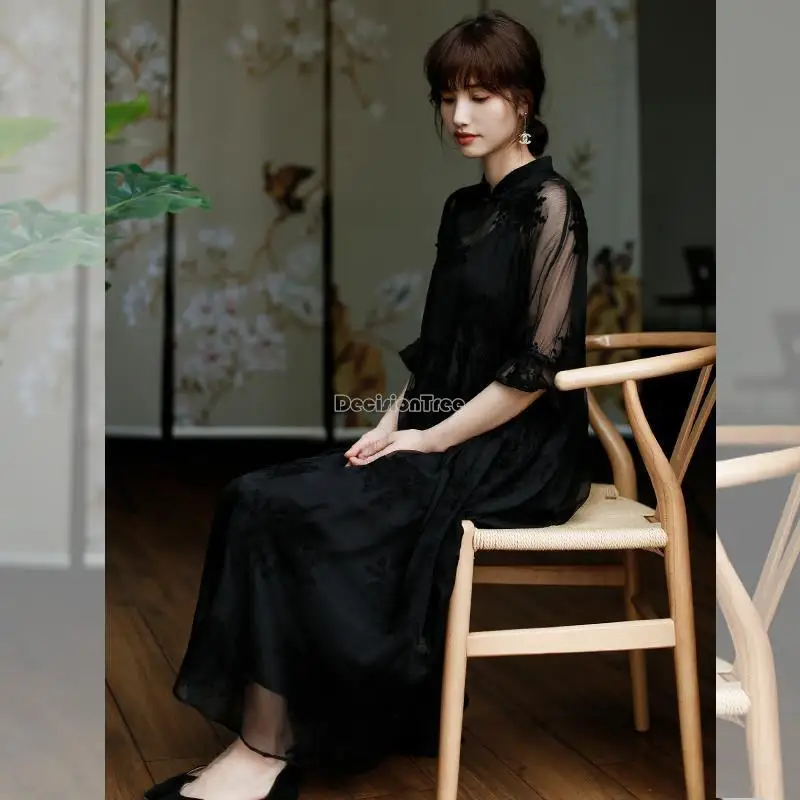 2023 metų pavasarį kinijos cheongsam moterų ilgai stiliaus elegantiškas išsiuvinėti prarasti pusę rankovės cheongsam pagerinti dviejų dalių suknelė s33 Nuotrauka 3