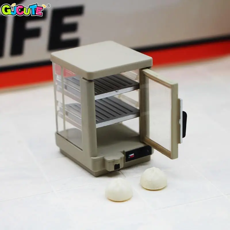 Miniatiūriniai Lėlių Savitarnos Parduotuvė Pusryčiai Šilumos Izoliacija Kabineto Mini Maisto Ekranas Spintelės, Virtuvės Baldai, Modelis Žaislas Nuotrauka 3