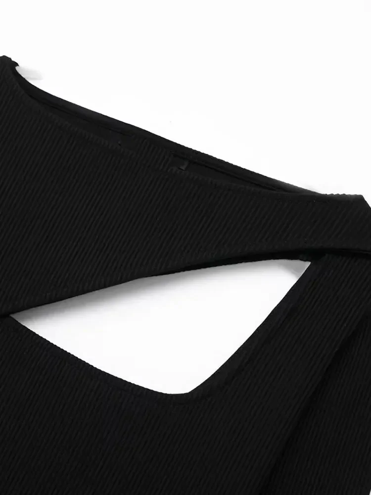 Nlzgmsj TRAF 2024 Moterų Suknelė Naujas Asimetrinis Midi Slim Megztiniai ilgomis Rankovėmis Su atvirais Dizaino Suknelė Moteris Moteriška Suknelė Nuotrauka 2