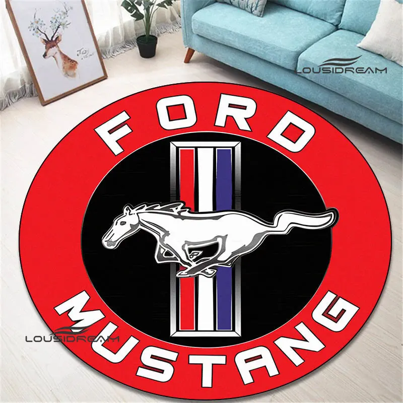 Mustang automobilių logotipu apvalus kilimas gražus kilimas, kilimai, miegamojo, neslidžia durų mygtukai mados jogos kilimėlis gimtadienio dovana Nuotrauka 0