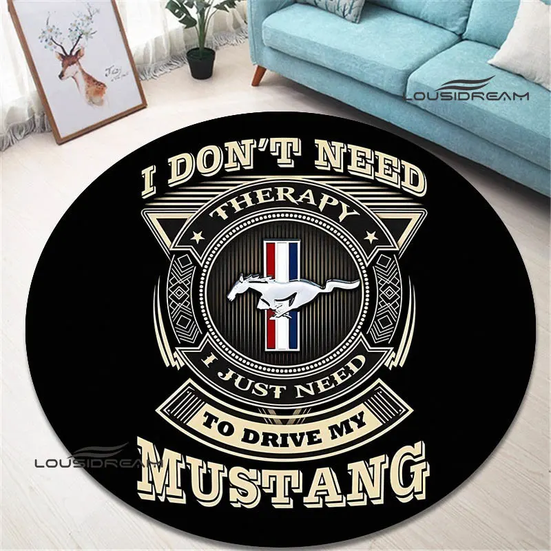 Mustang automobilių logotipu apvalus kilimas gražus kilimas, kilimai, miegamojo, neslidžia durų mygtukai mados jogos kilimėlis gimtadienio dovana Nuotrauka 1
