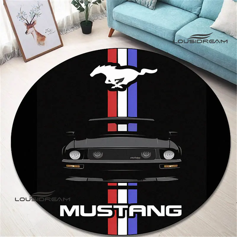Mustang automobilių logotipu apvalus kilimas gražus kilimas, kilimai, miegamojo, neslidžia durų mygtukai mados jogos kilimėlis gimtadienio dovana Nuotrauka 2