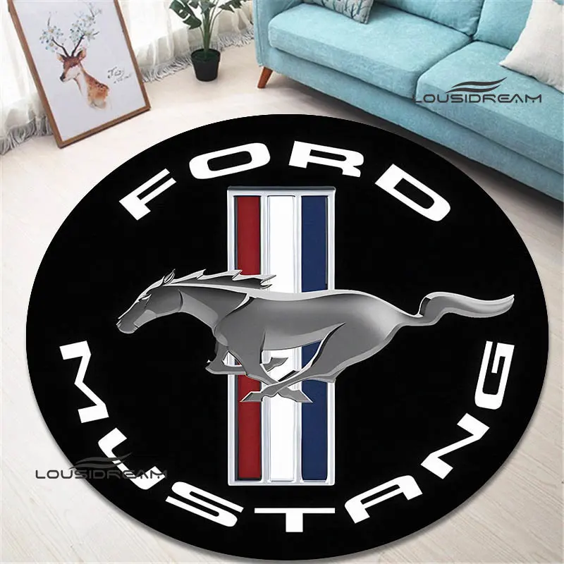 Mustang automobilių logotipu apvalus kilimas gražus kilimas, kilimai, miegamojo, neslidžia durų mygtukai mados jogos kilimėlis gimtadienio dovana Nuotrauka 4