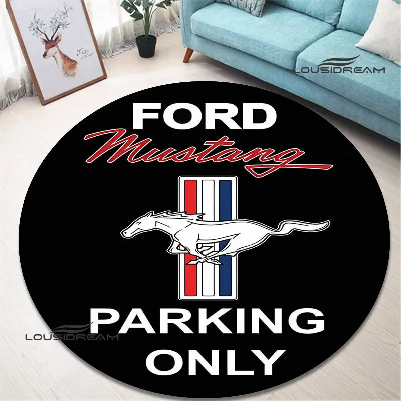 Mustang automobilių logotipu apvalus kilimas gražus kilimas, kilimai, miegamojo, neslidžia durų mygtukai mados jogos kilimėlis gimtadienio dovana Nuotrauka 5