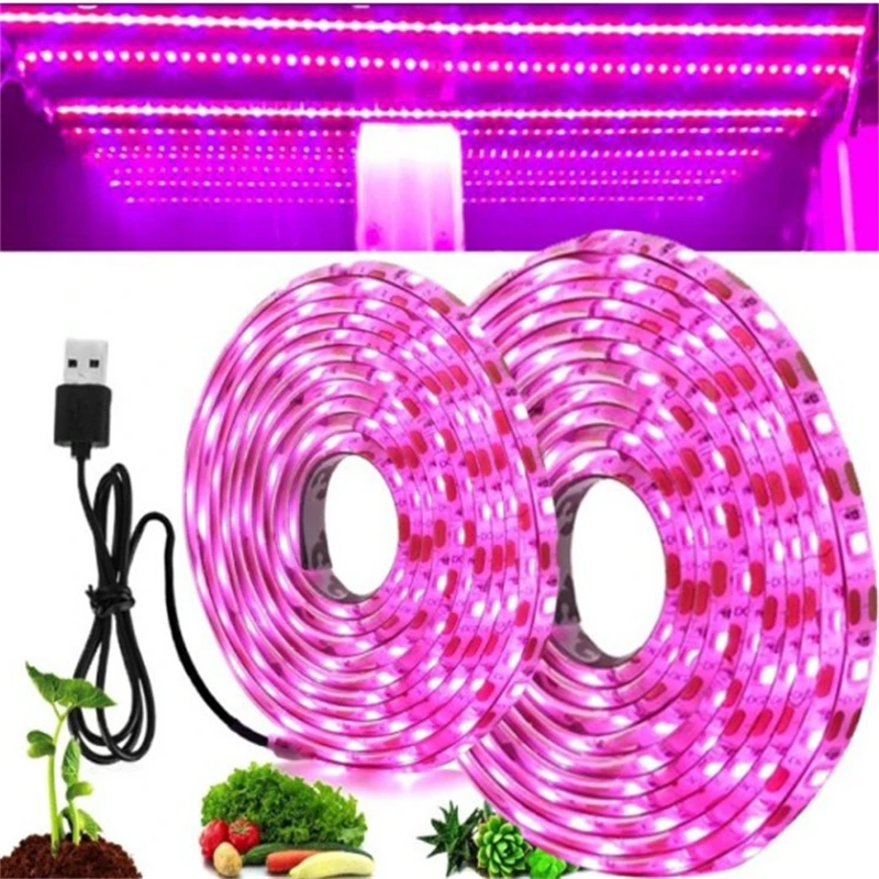 5M USB LED Lempa Augalų Auga Juostelės Žibintai, 5V Šviesos Juostos Visą Spektrą Gėlių Fito Lempos efektą Sukeliančių Hydroponic Augimo Šviesos Nuotrauka 3