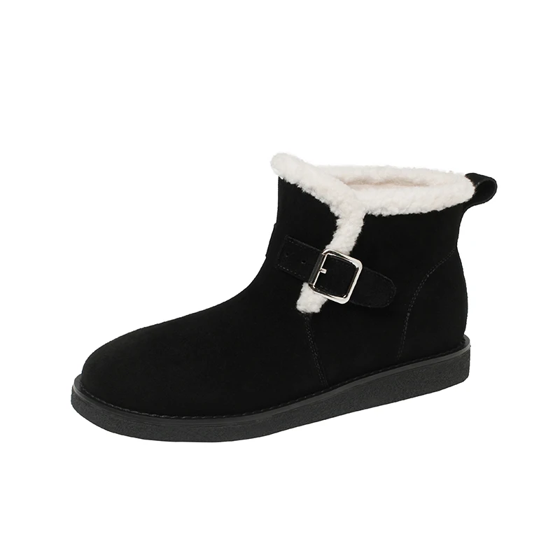 2023 naujas žiemą šiltas batai Moterims, batai 22-24.5 cm karvės odos+pliušinis šiuolaikinių batų sagtis sniego batai, suapvalinti tne platformos batai Nuotrauka 4