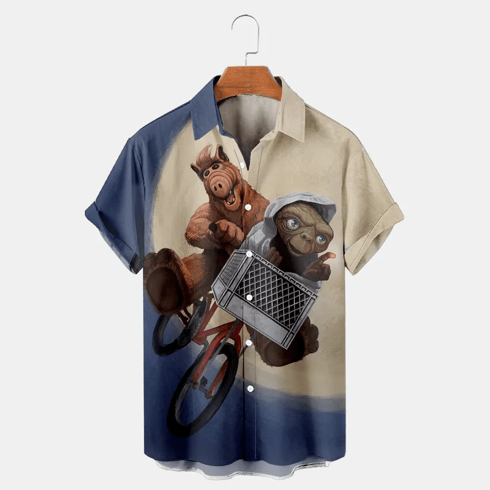 Vyrų Klasikinio Filmo Plakatas E. T Atspausdinta Marškinėliai havajų marškinėliai Stiliaus 4 Nuotrauka 0