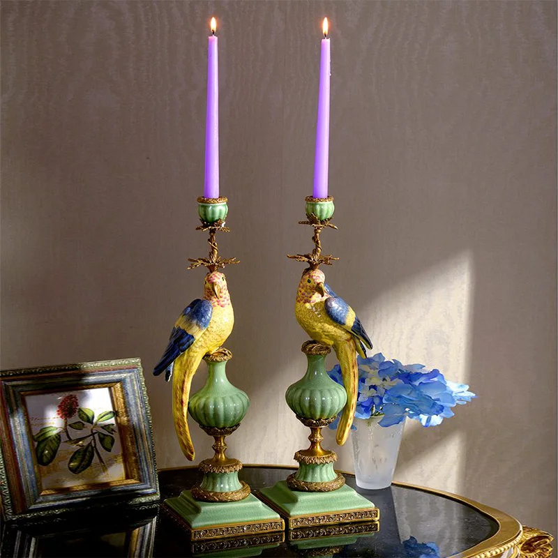 Amerikos mėlynos ir baltos keramikos papūga žvakių laikiklis Europos stilius visiems vario villa gyvenamojo kambario, valgomojo stalas, žvakių laikiklis göttinger Nuotrauka 3