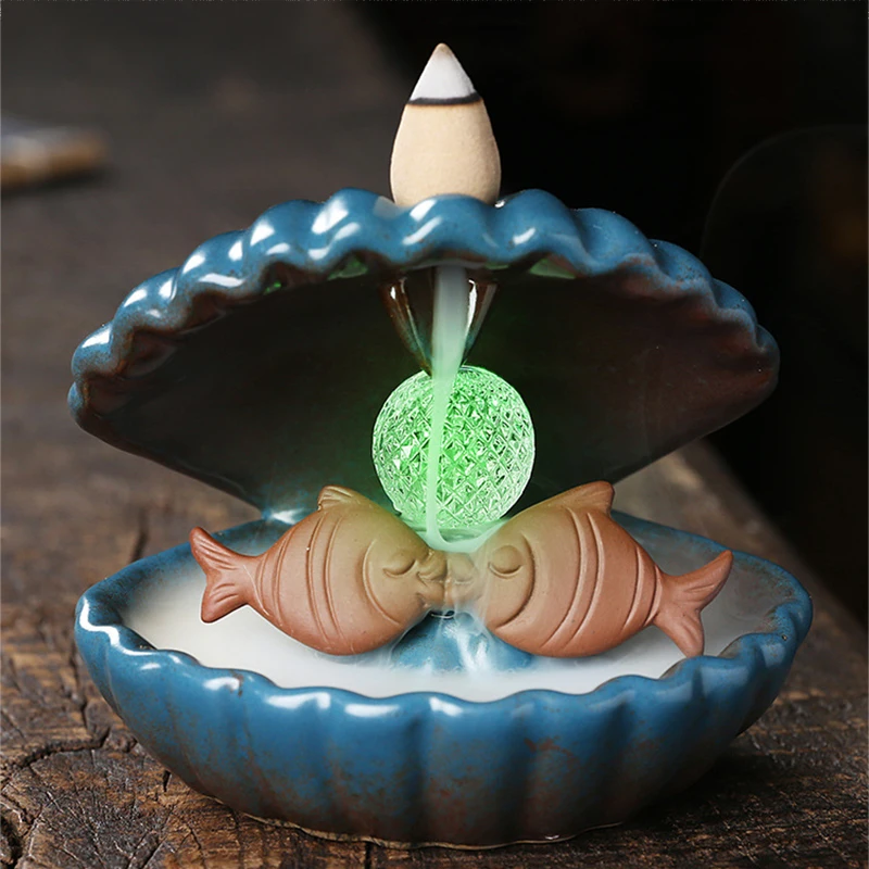 Undinė Moliuskui Smilkalų Degiklis LED Keramikos Dūmų Smilkalai Kūginiai Turėtojas Aromaterapija Kvepalų Kambario Dekoracija Kalėdų Dovanos Nuotrauka 0
