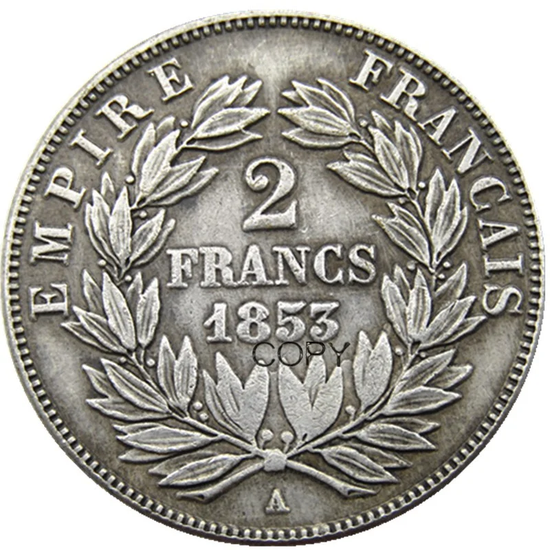 Prancūzija rinkinys(1853-1863A) 4pcs 2 Frankų Napoleonas III Sidabro Padengtą Kopijuoti Monetas Nuotrauka 2