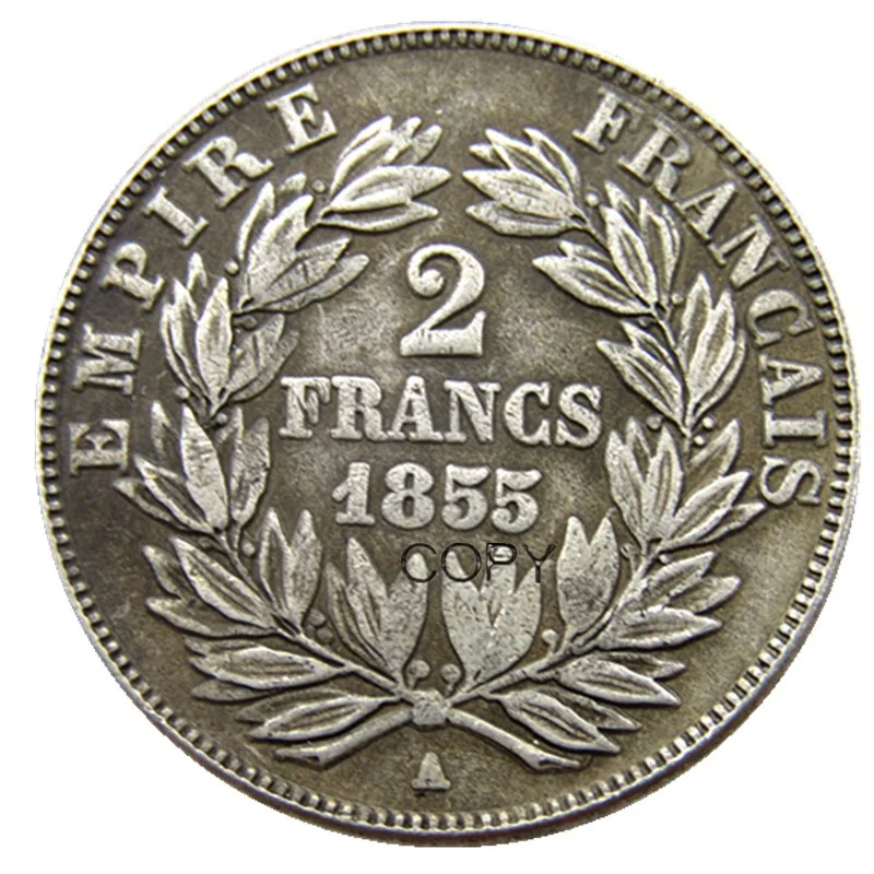 Prancūzija rinkinys(1853-1863A) 4pcs 2 Frankų Napoleonas III Sidabro Padengtą Kopijuoti Monetas Nuotrauka 3