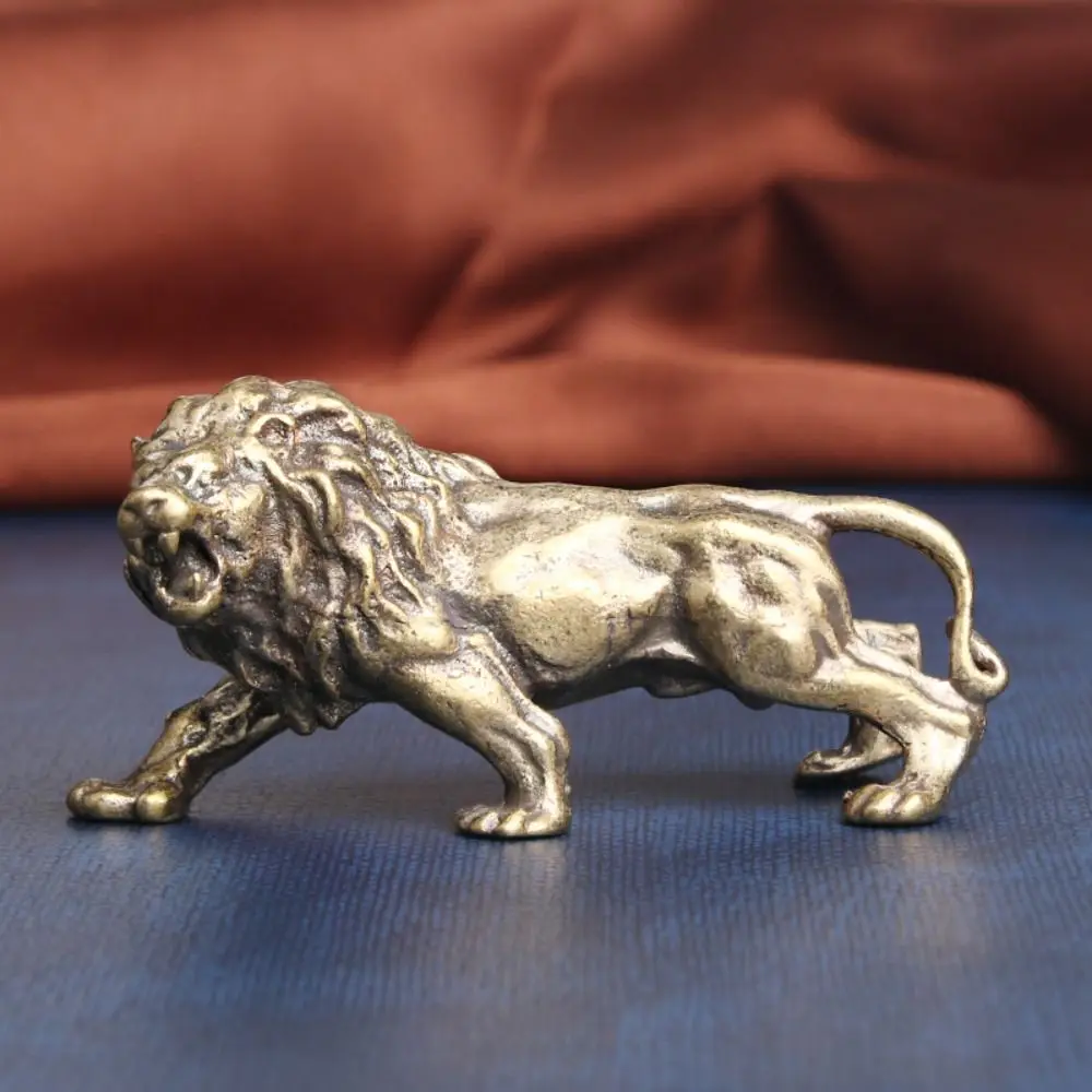 Gryno Vario Liūto Statula Retro Mažas Liūtas Formos Antikvariniai Liūtas Papuošalai Copperware Žalvario Liūto Skulptūra Namų Dekoro Nuotrauka 0