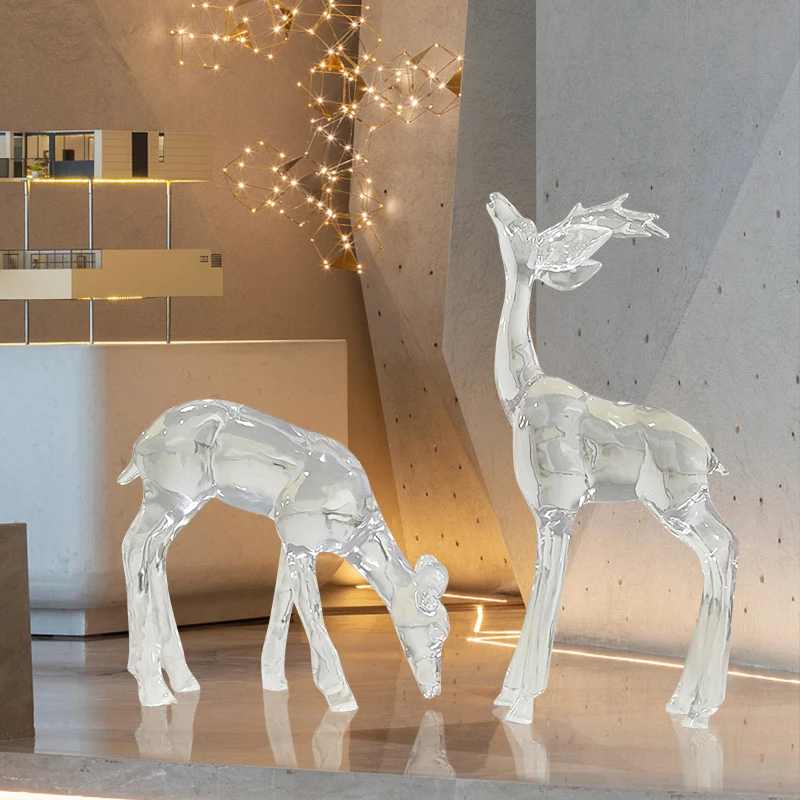 Šiuolaikinio abstraktaus Taihu akmens karvė papuošalai viešbučio kambarį įėjimo skaidrios dervos skulptūra minkšta apdaila dailė ir amatai Nuotrauka 1