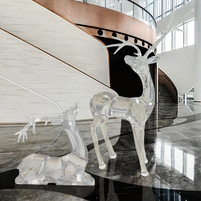 Šiuolaikinio abstraktaus Taihu akmens karvė papuošalai viešbučio kambarį įėjimo skaidrios dervos skulptūra minkšta apdaila dailė ir amatai Nuotrauka 3