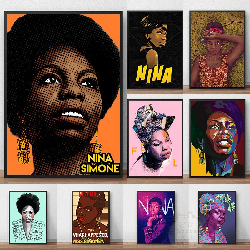 Nina Simone Plakatas Alternatyvių Abstraktaus Meno Dainininkas Klasikinis Drobės Tapybos Sienos Spausdina Nuotraukas Coffee House Baras Kambaryje Namų Dekoro Nuotrauka 0