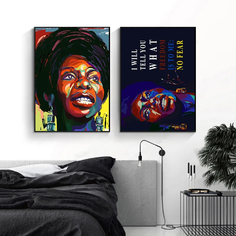 Nina Simone Plakatas Alternatyvių Abstraktaus Meno Dainininkas Klasikinis Drobės Tapybos Sienos Spausdina Nuotraukas Coffee House Baras Kambaryje Namų Dekoro Nuotrauka 4