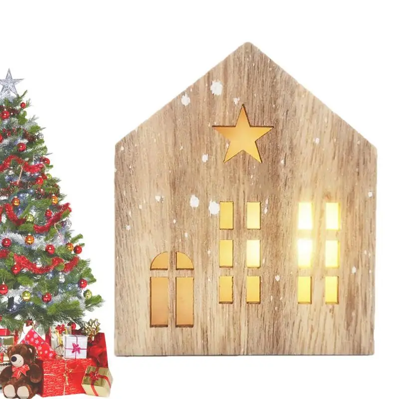 Kalėdų Medinių Namų Dekoro patvarus Namas Formos Kalėdų Šviesos Iki Mediniai Šviesos Mini Namų Dekoracijas Tiekėjas Nuotrauka 1