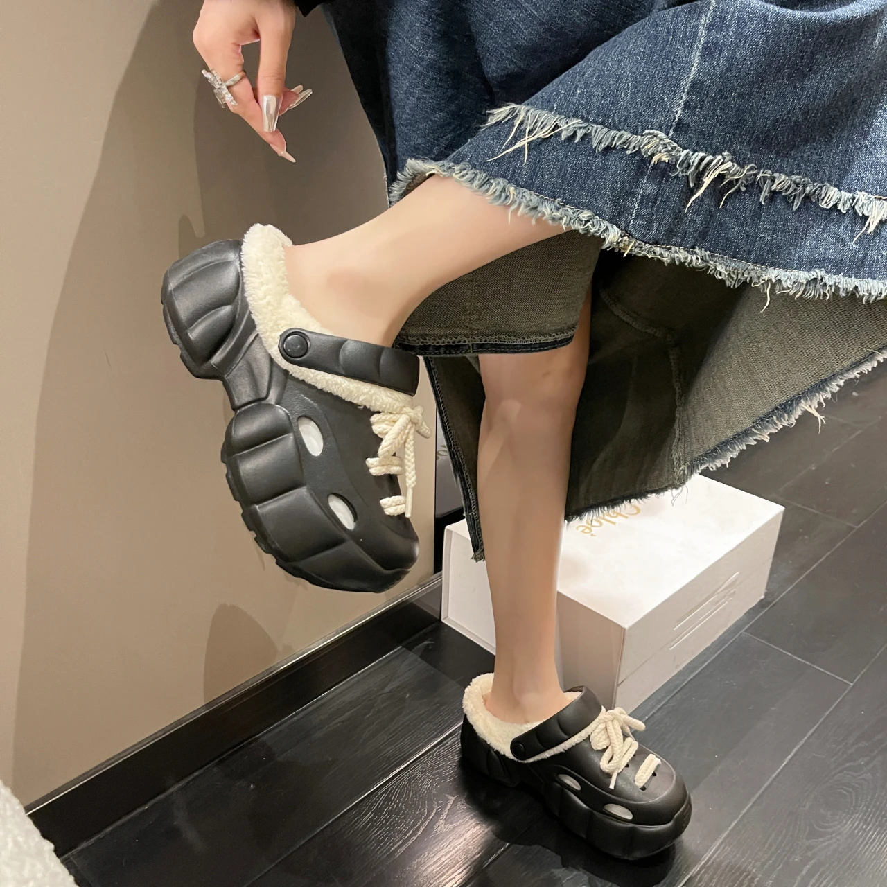 Moteriškos Šlepetės Platforma 6cm Aukštakulnius Sandalus Anti Slip Mados Fifo Žiemos Šeima, Lauko, Patalpų Batai Nuotrauka 1