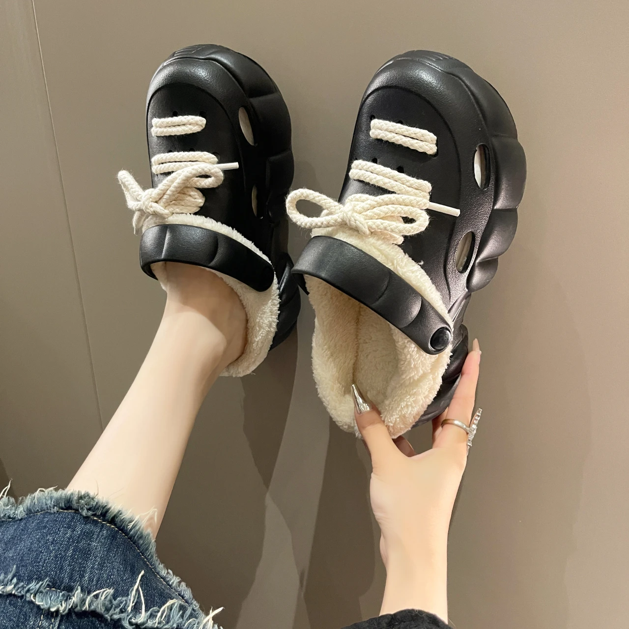 Moteriškos Šlepetės Platforma 6cm Aukštakulnius Sandalus Anti Slip Mados Fifo Žiemos Šeima, Lauko, Patalpų Batai Nuotrauka 3
